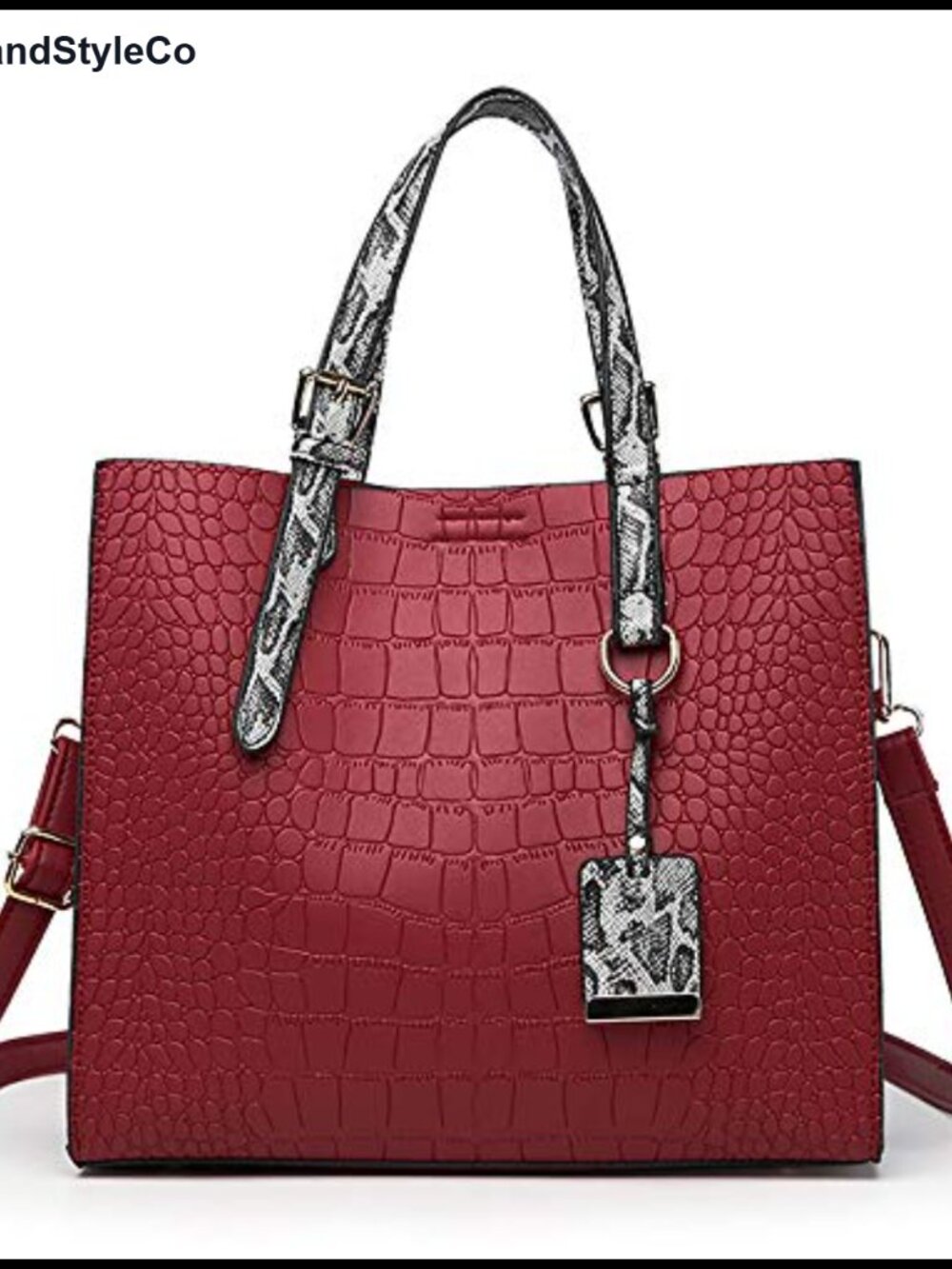 PU Leather Crocodile Pattern Tote Satchel Top Handle Shoulder Crossbody Bag
